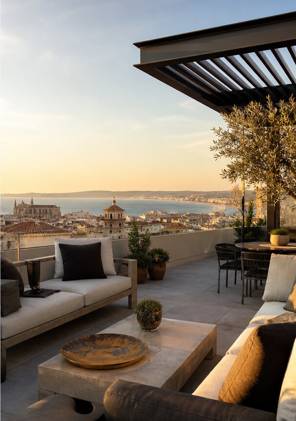 Ático con terraza y vistas al mar