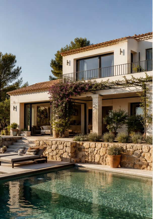 Villa mediterránea con piscina